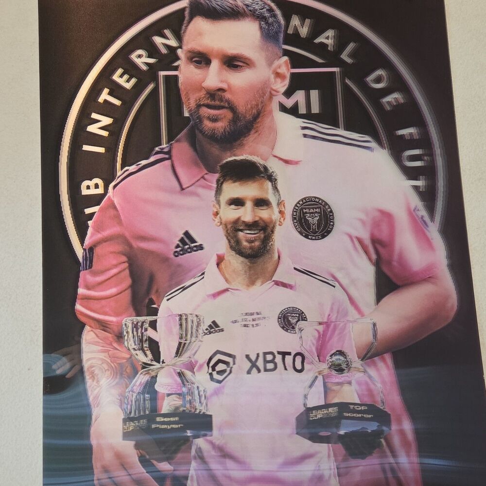 ​Lionel Messi Inter Miami 3D Lenticular Poster Morphing Hologram MLS Soccer